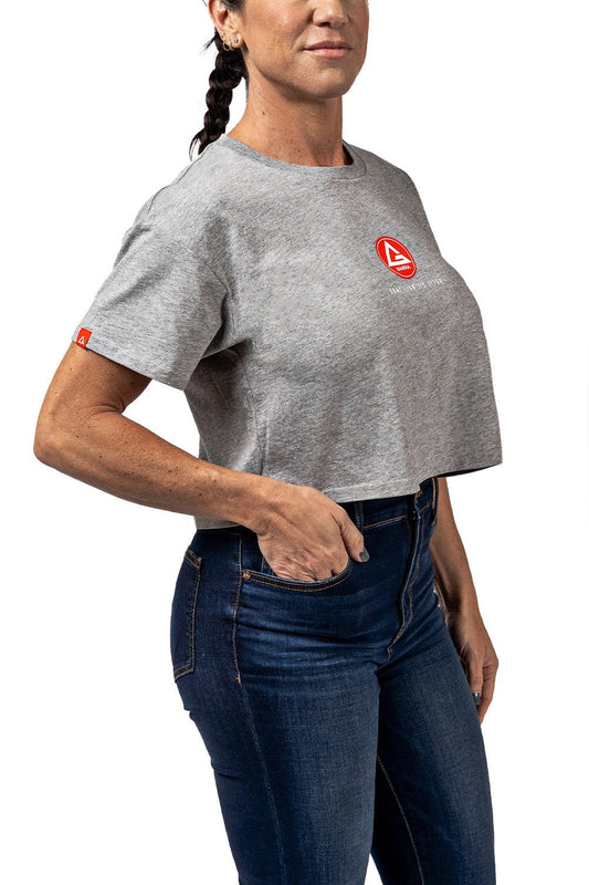 Red Shield Womens Cropped Tee - Grey