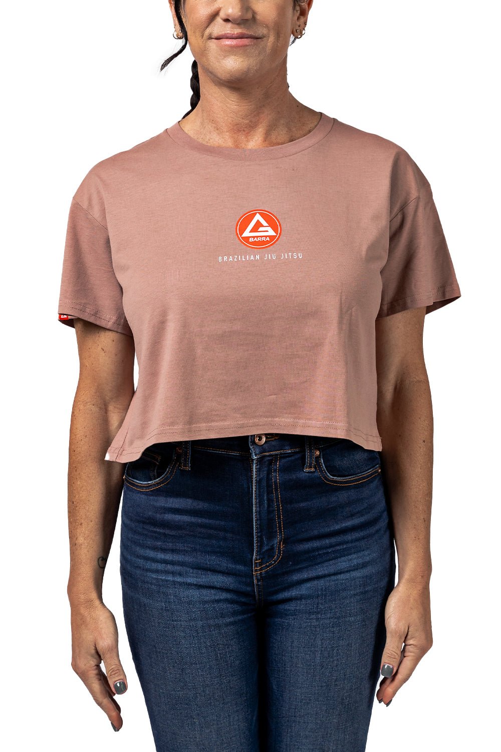 Red Shield Womens Cropped Tee - Pink
