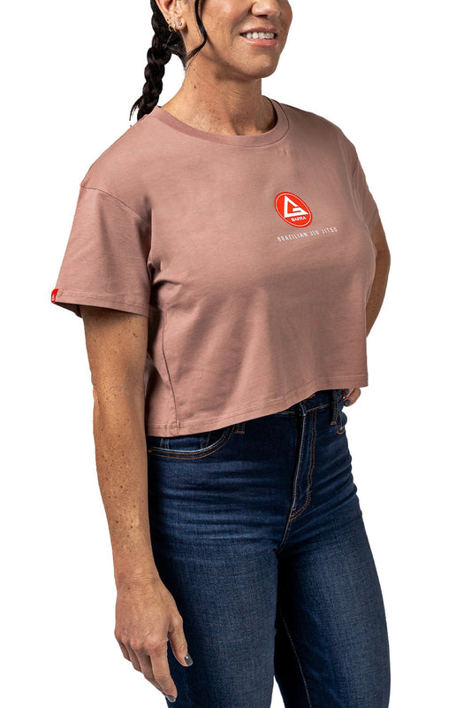 Red Shield Womens Cropped Tee - Pink