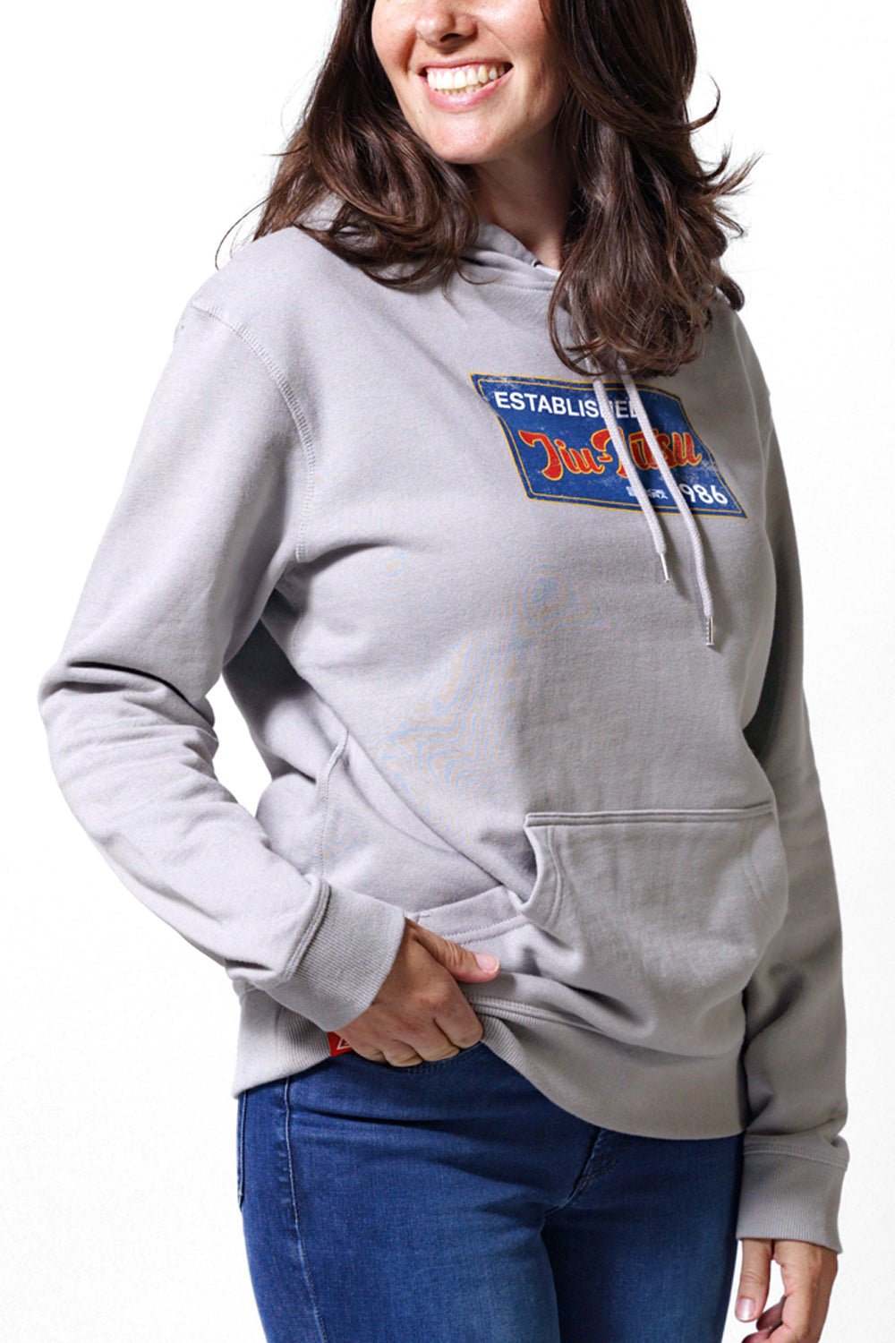 JJ Postcard Womens Hoodie - Grey