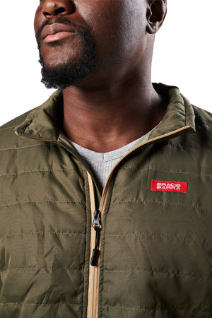 Matte Stacked Puffer Jacket - Olive