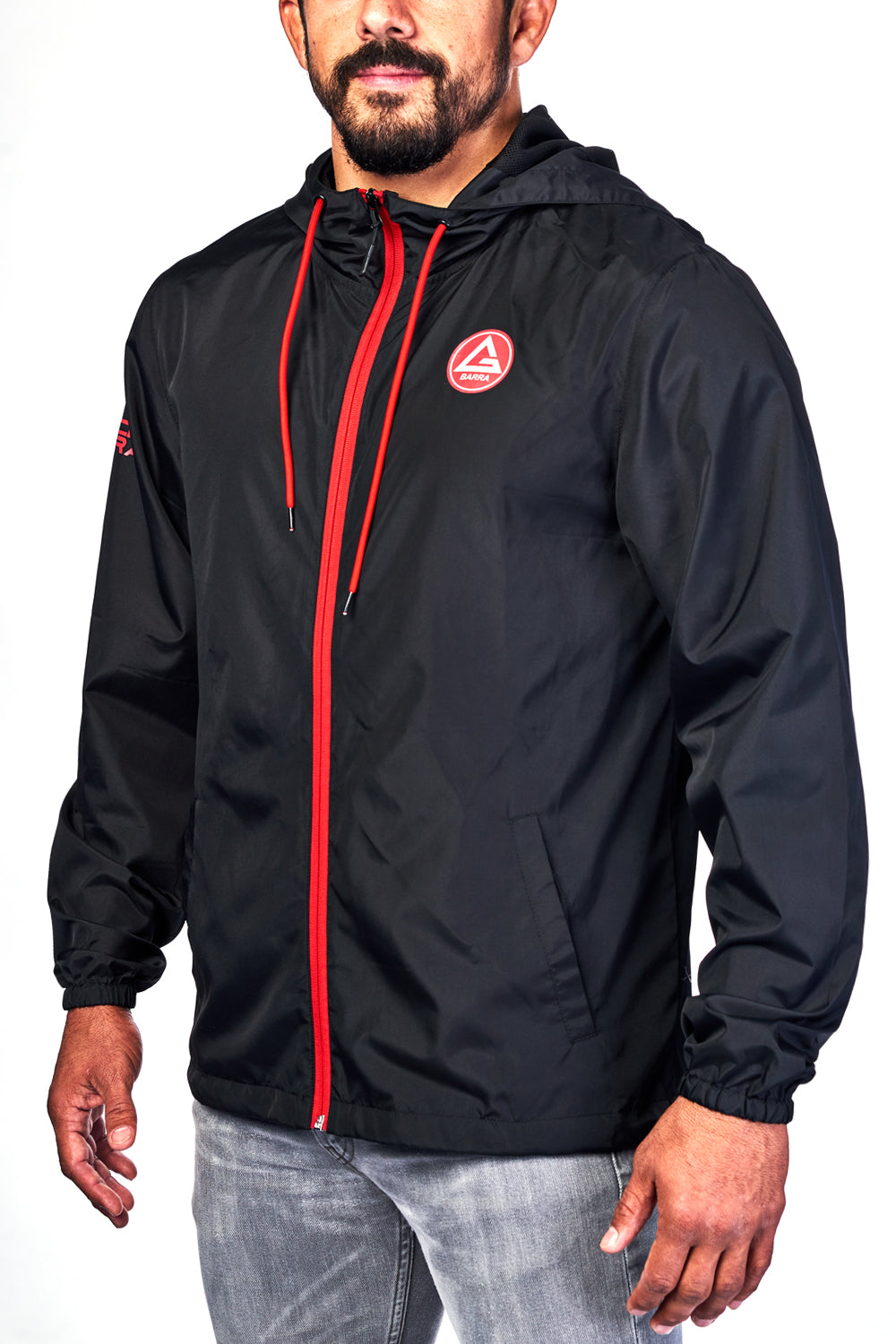 Red Shield Lightweight Windbreaker Jacket - Black